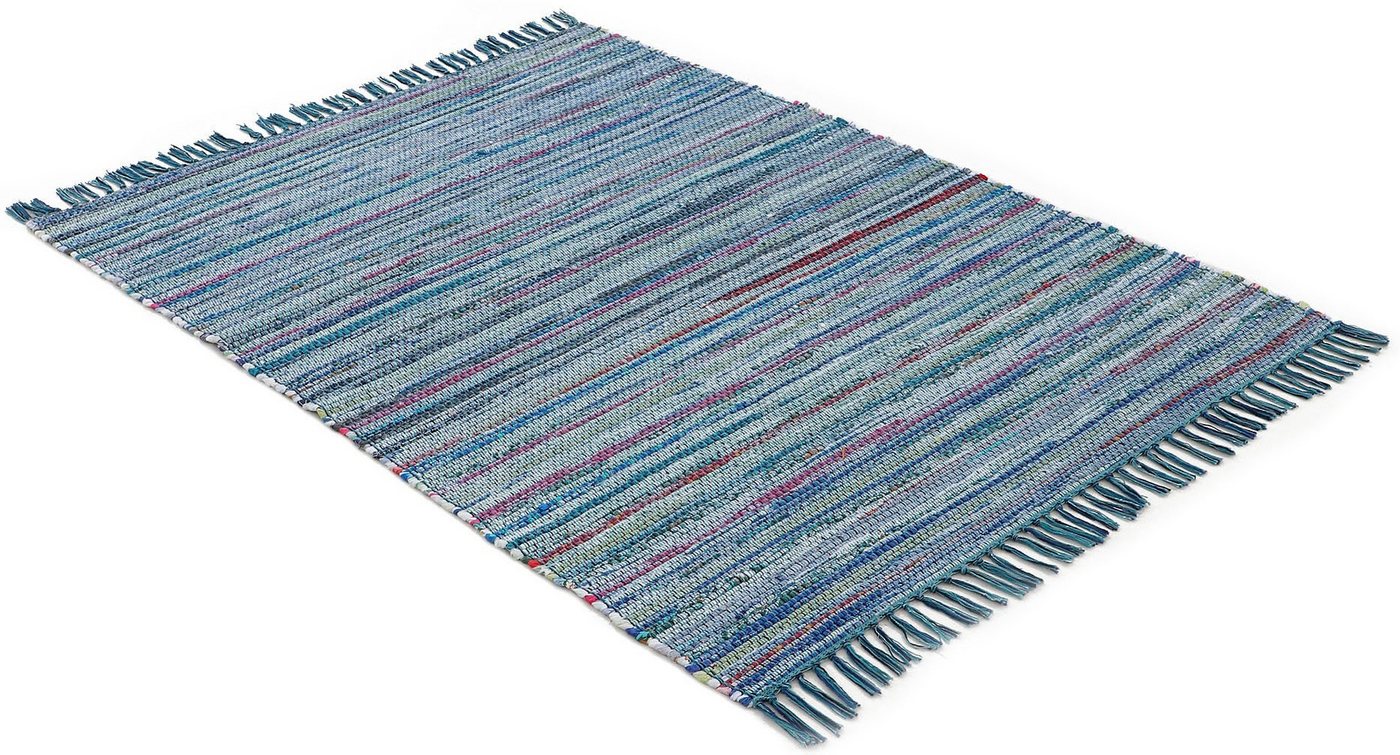 carpetfine Teppich Kelim Chindi, Wendeteppich, rechteckig, Höhe: 6 mm, handgewebt, Fleckerlteppich mit Fransen, auch vielen in Läufergrößen – Bild 3 von 5