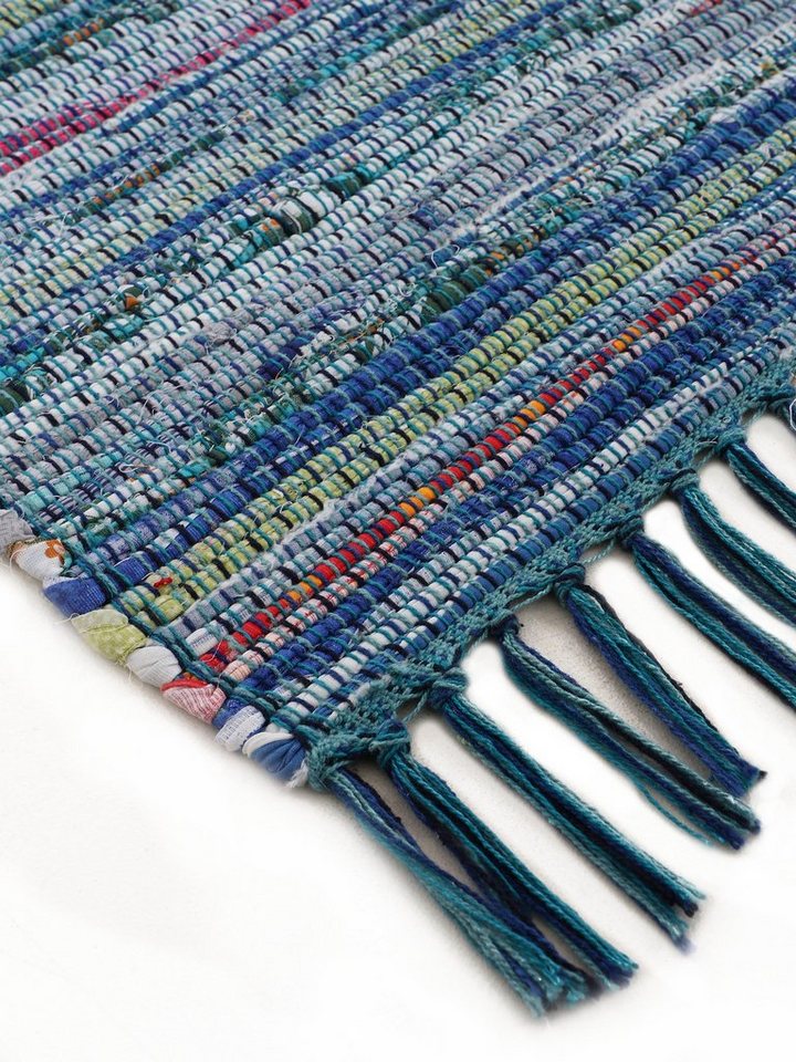 carpetfine Teppich Kelim Chindi, Wendeteppich, rechteckig, Höhe: 6 mm, handgewebt, Fleckerlteppich mit Fransen, auch vielen in Läufergrößen – Bild 5 von 5