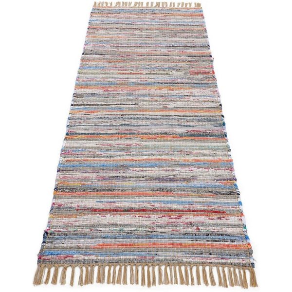 carpetfine Teppich Kelim Chindi, Wendeteppich, rechteckig, Höhe: 6 mm, handgewebt, Fleckerlteppich mit Fransen, auch vielen in Läufergrößen