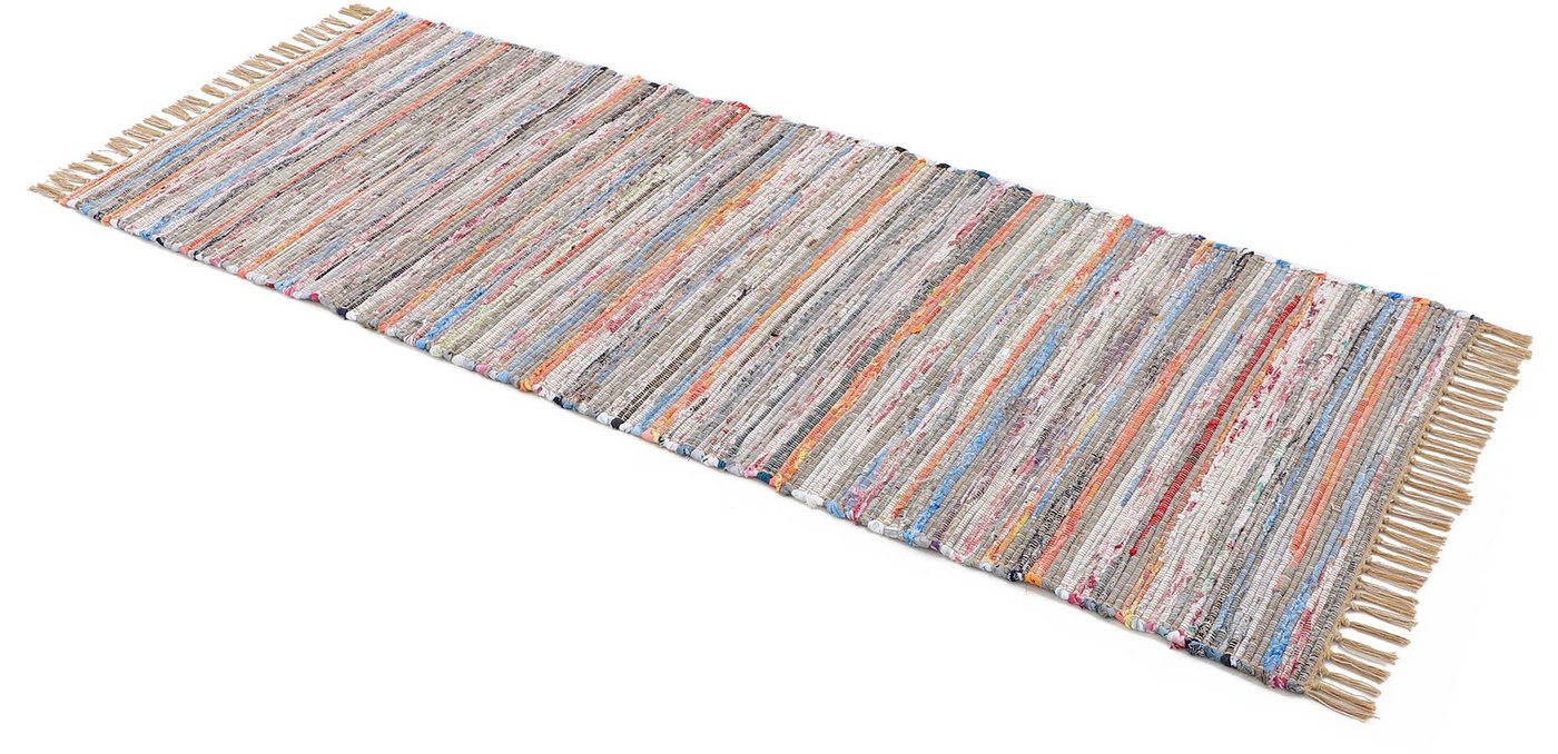 carpetfine Teppich Kelim Chindi, Wendeteppich, rechteckig, Höhe: 6 mm, handgewebt, Fleckerlteppich mit Fransen, auch vielen in Läufergrößen – Bild 3 von 5