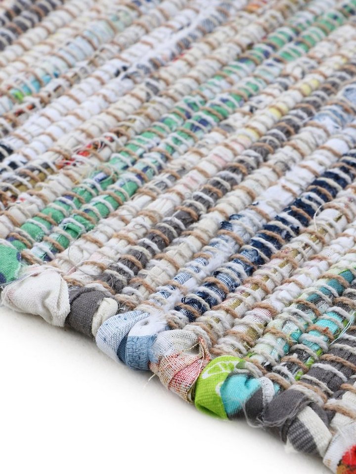 carpetfine Teppich Kelim Chindi, Wendeteppich, rechteckig, Höhe: 6 mm, handgewebt, Fleckerlteppich mit Fransen, auch vielen in Läufergrößen – Bild 4 von 5
