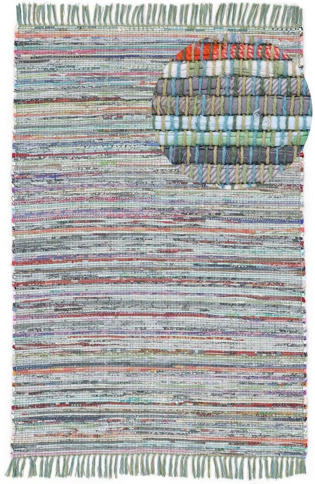 carpetfine Teppich Kelim Chindi, Wendeteppich, rechteckig, Höhe: 6 mm, handgewebt, Fleckerlteppich mit Fransen, auch vielen in Läufergrößen – Bild 2 von 5