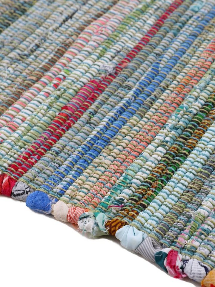 carpetfine Teppich Kelim Chindi, Wendeteppich, rechteckig, Höhe: 6 mm, handgewebt, Fleckerlteppich mit Fransen, auch vielen in Läufergrößen – Bild 4 von 5
