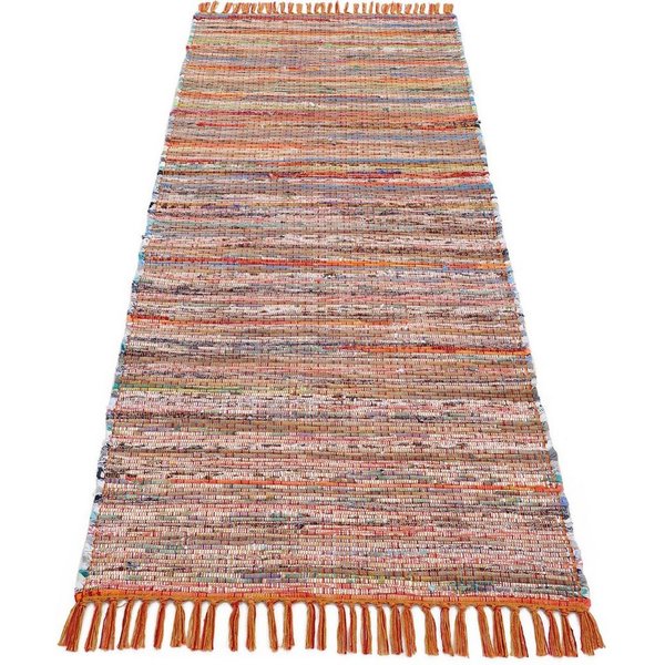 carpetfine Teppich Kelim Chindi, Wendeteppich, rechteckig, Höhe: 6 mm, handgewebt, Fleckerlteppich mit Fransen, auch vielen in Läufergrößen