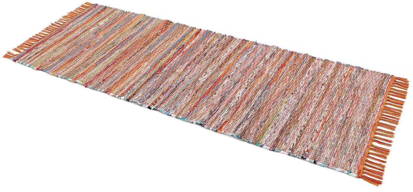carpetfine Teppich Kelim Chindi, Wendeteppich, rechteckig, Höhe: 6 mm, handgewebt, Fleckerlteppich mit Fransen, auch vielen in Läufergrößen – Bild 3 von 5