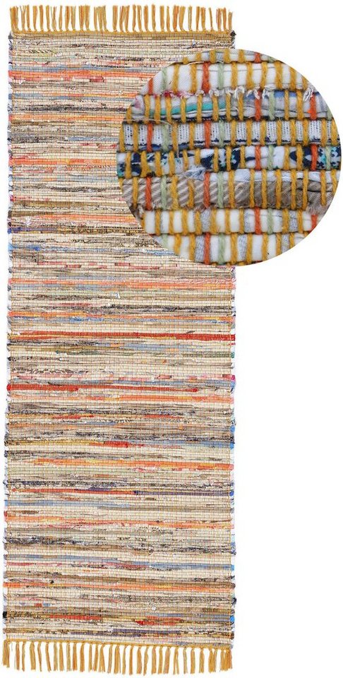 carpetfine Teppich Kelim Chindi, Wendeteppich, rechteckig, Höhe: 6 mm, handgewebt, Fleckerlteppich mit Fransen, auch vielen in Läufergrößen – Bild 2 von 5