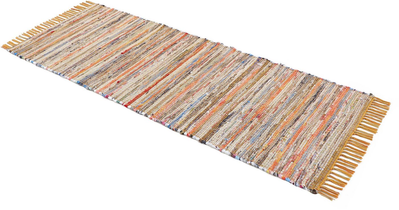 carpetfine Teppich Kelim Chindi, Wendeteppich, rechteckig, Höhe: 6 mm, handgewebt, Fleckerlteppich mit Fransen, auch vielen in Läufergrößen – Bild 3 von 5