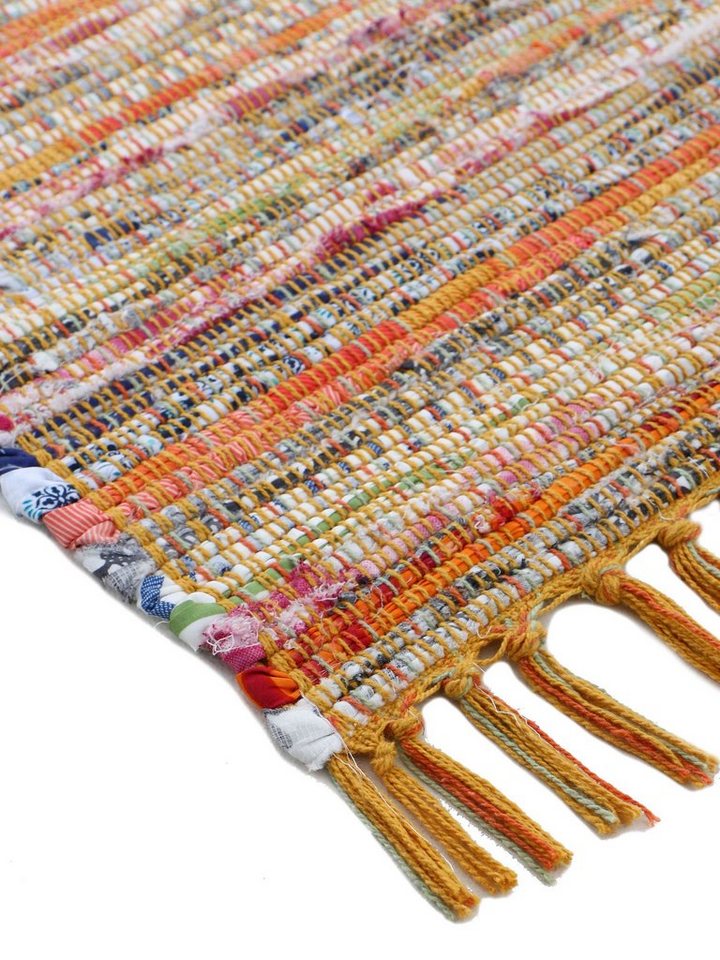 carpetfine Teppich Kelim Chindi, Wendeteppich, rechteckig, Höhe: 6 mm, handgewebt, Fleckerlteppich mit Fransen, auch vielen in Läufergrößen – Bild 5 von 5