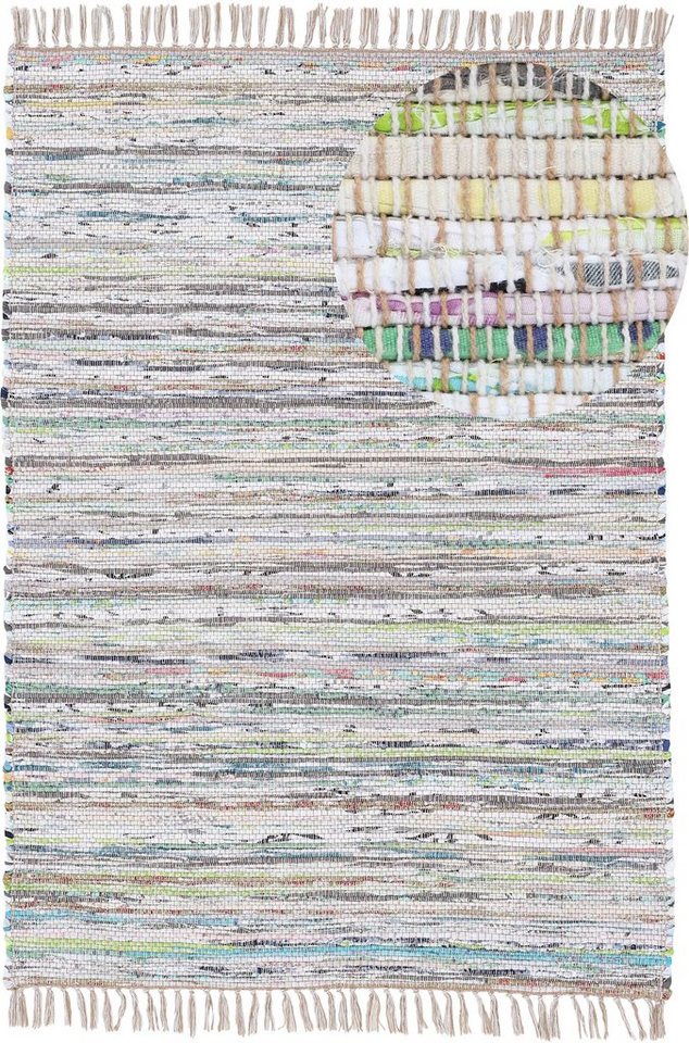 carpetfine Teppich Kelim Chindi, Wendeteppich, rechteckig, Höhe: 6 mm, handgewebt, Fleckerlteppich mit Fransen, auch vielen in Läufergrößen – Bild 2 von 5