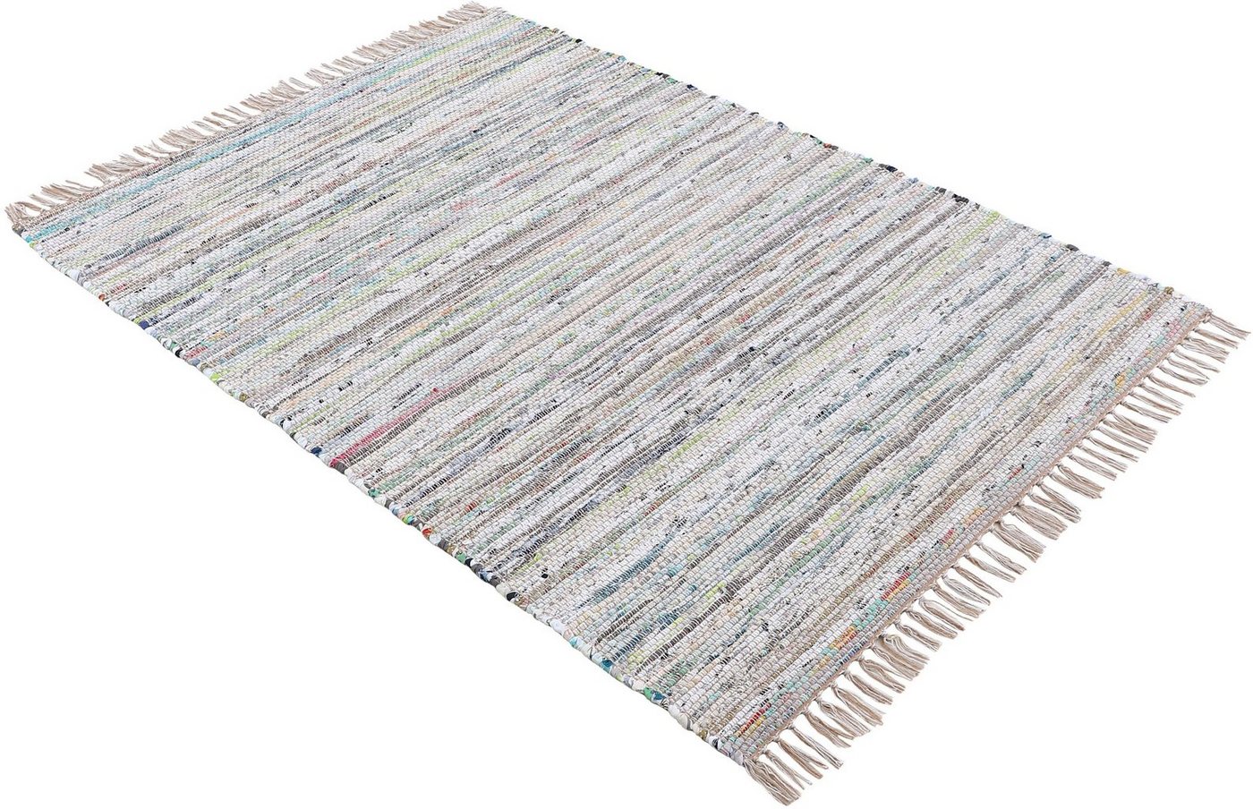 carpetfine Teppich Kelim Chindi, Wendeteppich, rechteckig, Höhe: 6 mm, handgewebt, Fleckerlteppich mit Fransen, auch vielen in Läufergrößen – Bild 3 von 5
