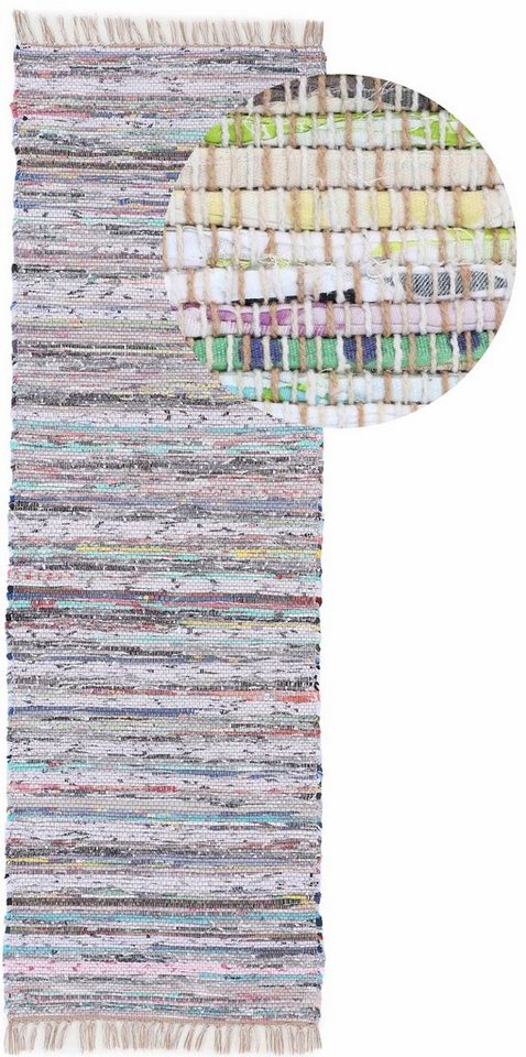 carpetfine Teppich Kelim Chindi, Wendeteppich, rechteckig, Höhe: 6 mm, handgewebt, Fleckerlteppich mit Fransen, auch vielen in Läufergrößen – Bild 2 von 5