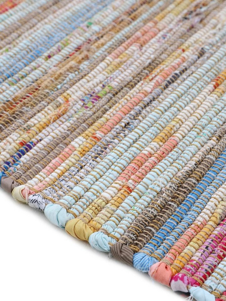 carpetfine Teppich Kelim Chindi, Wendeteppich, rechteckig, Höhe: 6 mm, handgewebt, Fleckerlteppich mit Fransen, auch vielen in Läufergrößen – Bild 4 von 5