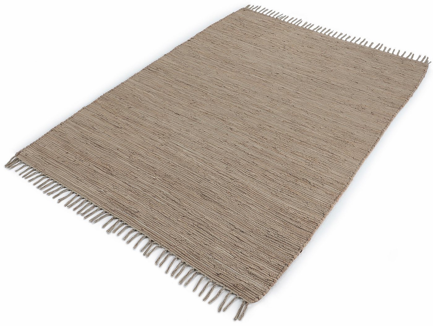 carpetfine Teppich Kelim Chindi uni, auch als Läufer, rechteckig, Höhe: 5 mm, Wendeteppich, reine Baumwolle, handgewebt, Uni-Farben, mit Fransen – Bild 3 von 5
