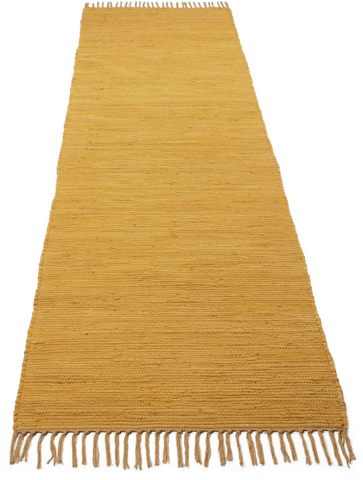 carpetfine Teppich Kelim Chindi uni, auch als Läufer, rechteckig, Höhe: 5 mm, Wendeteppich, reine Baumwolle, handgewebt, Uni-Farben, mit Fransen – Bild 2 von 5