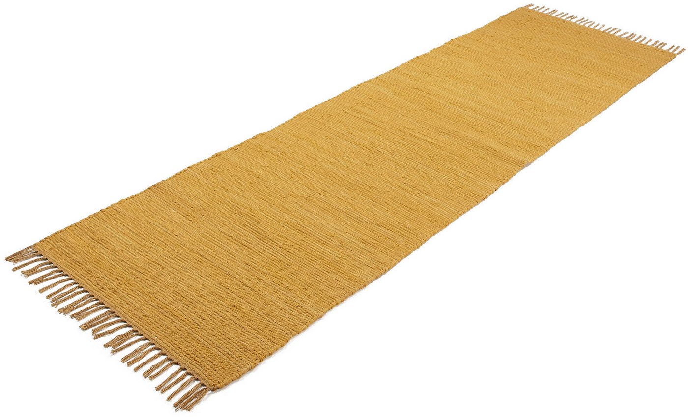 carpetfine Teppich Kelim Chindi uni, auch als Läufer, rechteckig, Höhe: 5 mm, Wendeteppich, reine Baumwolle, handgewebt, Uni-Farben, mit Fransen – Bild 3 von 5