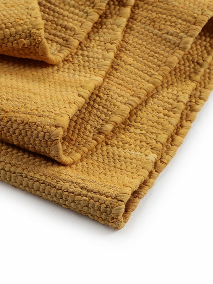 carpetfine Teppich Kelim Chindi uni, auch als Läufer, rechteckig, Höhe: 5 mm, Wendeteppich, reine Baumwolle, handgewebt, Uni-Farben, mit Fransen – Bild 4 von 5