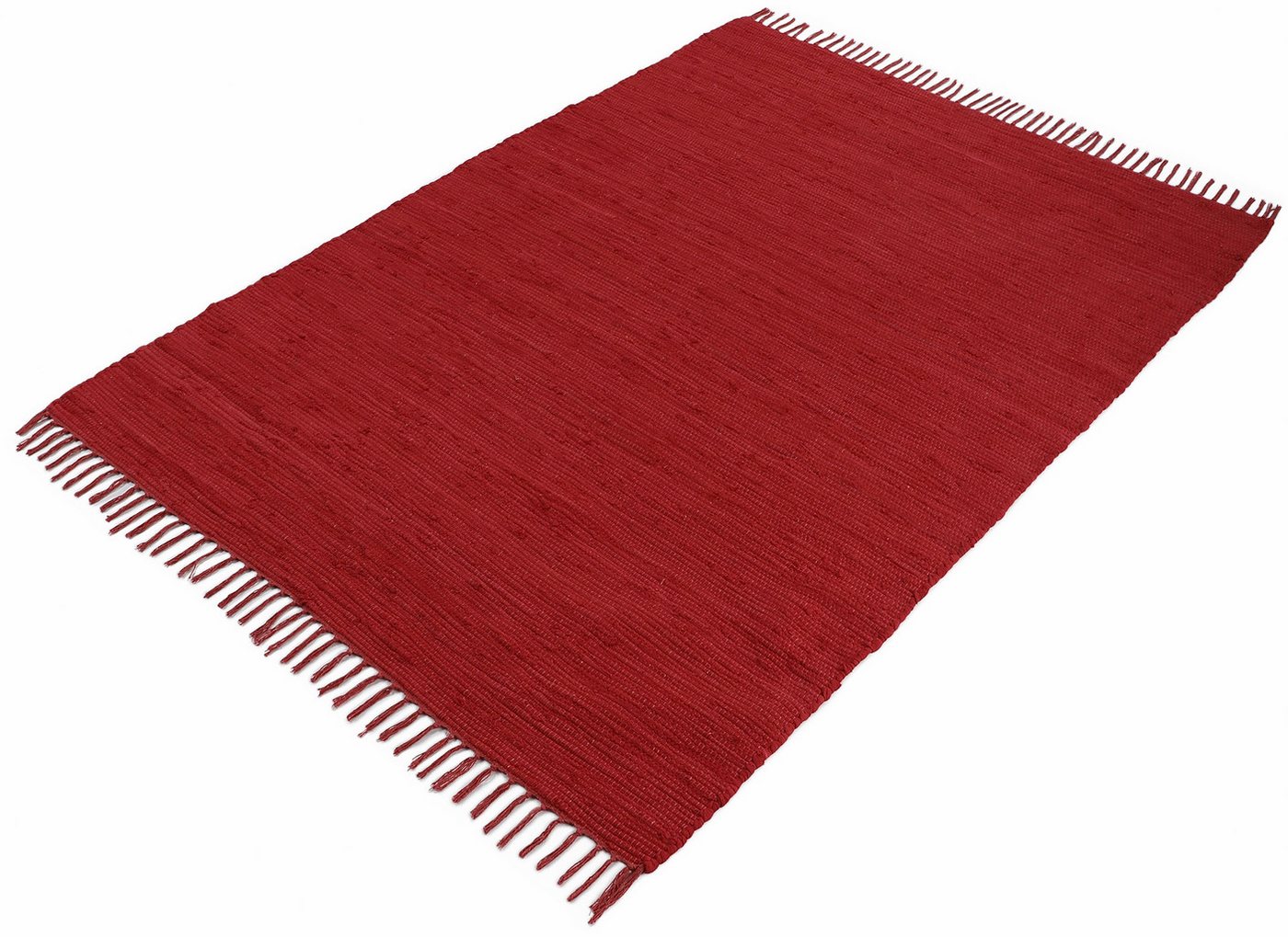 carpetfine Teppich Kelim Chindi uni, auch als Läufer, rechteckig, Höhe: 5 mm, Wendeteppich, reine Baumwolle, handgewebt, Uni-Farben, mit Fransen – Bild 3 von 5