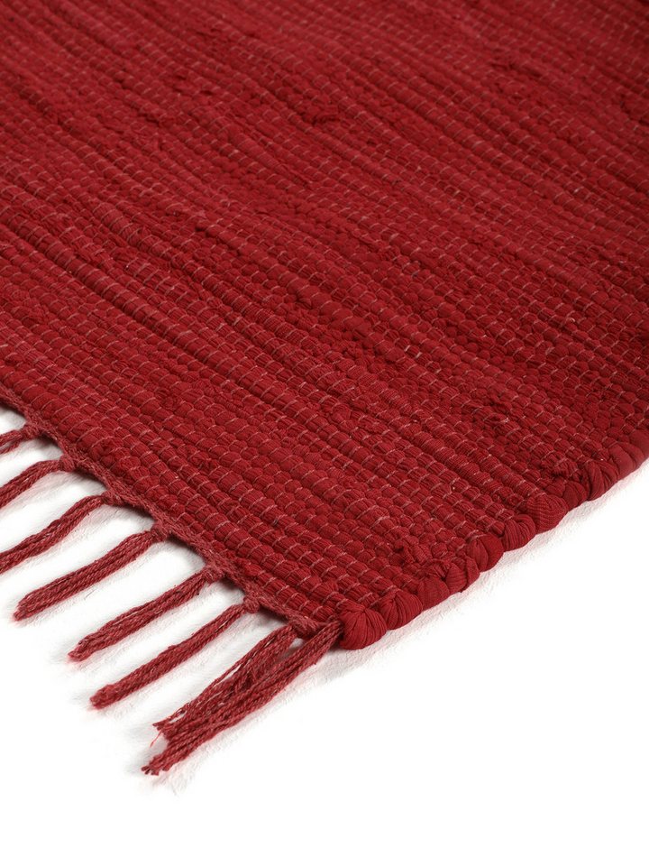 carpetfine Teppich Kelim Chindi uni, auch als Läufer, rechteckig, Höhe: 5 mm, Wendeteppich, reine Baumwolle, handgewebt, Uni-Farben, mit Fransen – Bild 5 von 5