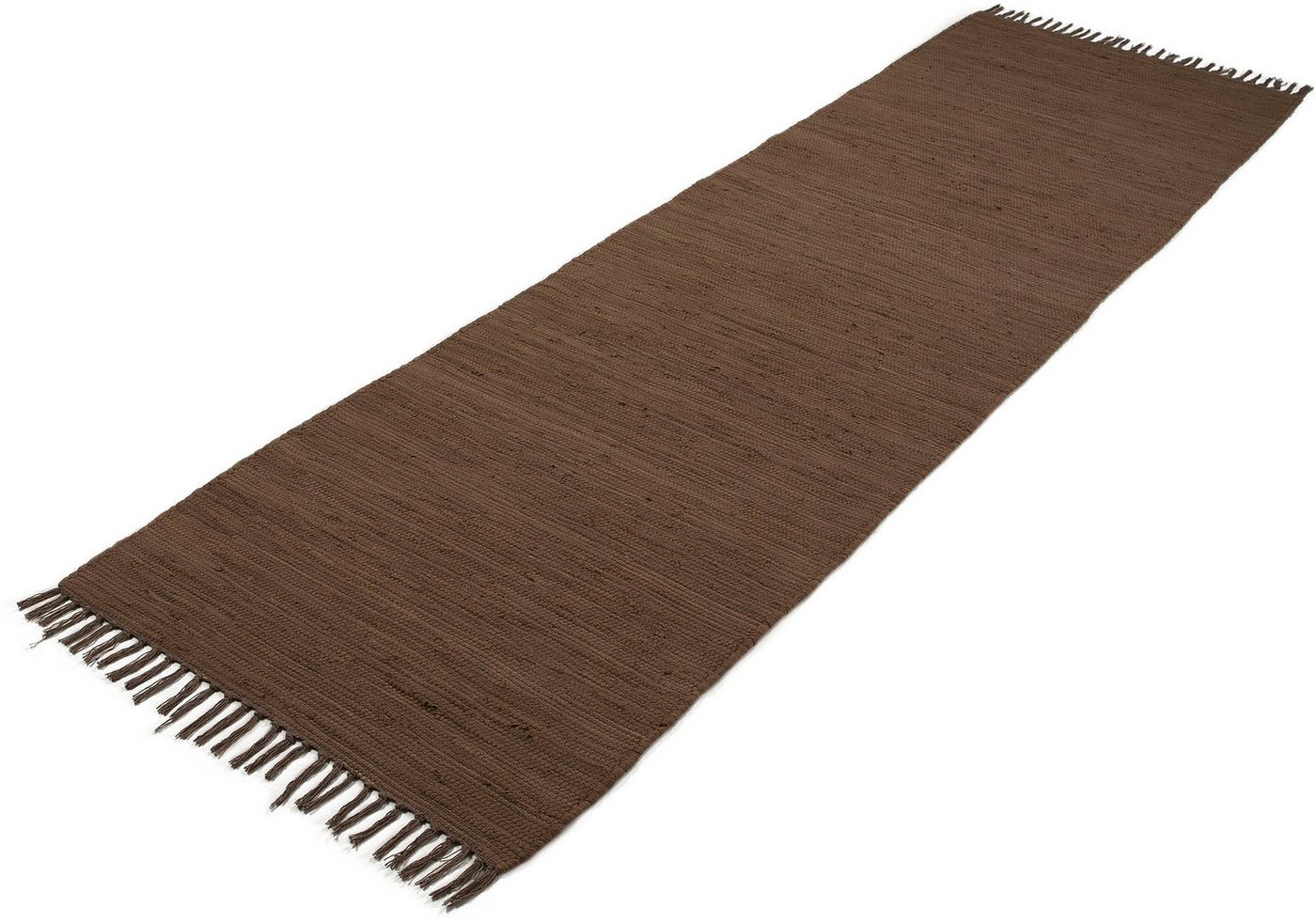 carpetfine Teppich Kelim Chindi uni, auch als Läufer, rechteckig, Höhe: 5 mm, Wendeteppich, reine Baumwolle, handgewebt, Uni-Farben, mit Fransen – Bild 3 von 5