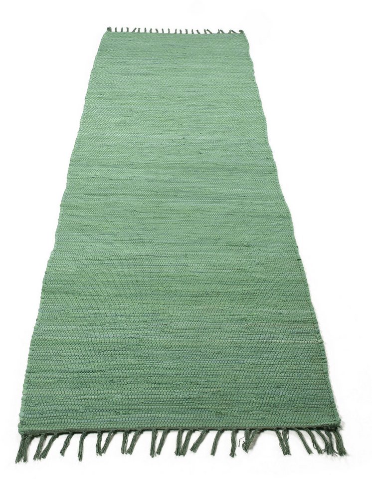carpetfine Teppich Kelim Chindi uni, auch als Läufer, rechteckig, Höhe: 5 mm, Wendeteppich, reine Baumwolle, handgewebt, Uni-Farben, mit Fransen – Bild 2 von 5