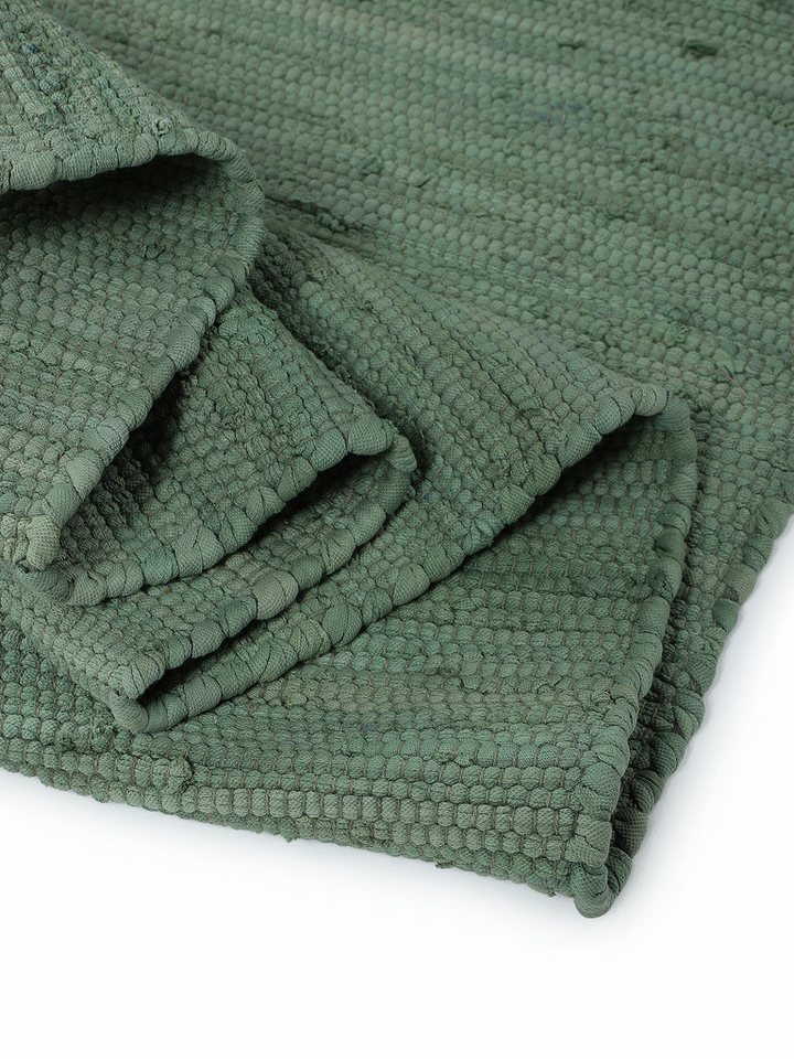 carpetfine Teppich Kelim Chindi uni, auch als Läufer, rechteckig, Höhe: 5 mm, Wendeteppich, reine Baumwolle, handgewebt, Uni-Farben, mit Fransen – Bild 4 von 5