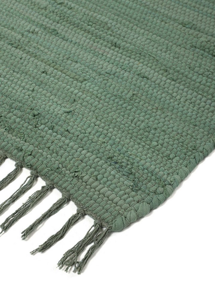 carpetfine Teppich Kelim Chindi uni, auch als Läufer, rechteckig, Höhe: 5 mm, Wendeteppich, reine Baumwolle, handgewebt, Uni-Farben, mit Fransen – Bild 5 von 5