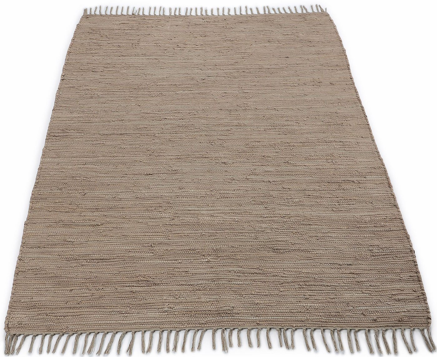 carpetfine Teppich Kelim Chindi uni, auch als Läufer, rechteckig, Höhe: 5 mm, Wendeteppich, reine Baumwolle, handgewebt, Uni-Farben, mit Fransen – Bild 2 von 5