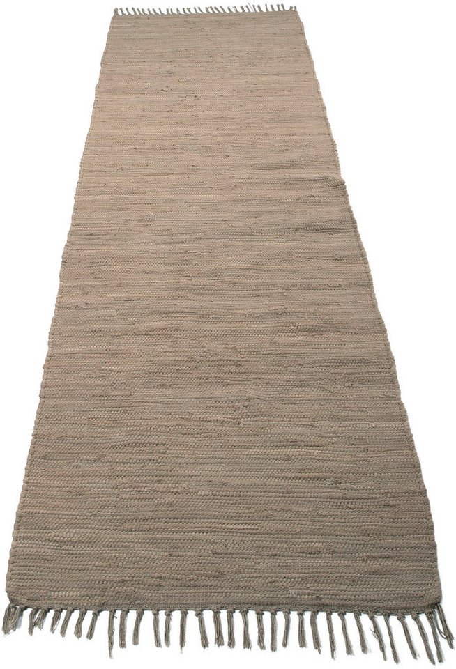 carpetfine Teppich Kelim Chindi uni, auch als Läufer, rechteckig, Höhe: 5 mm, Wendeteppich, reine Baumwolle, handgewebt, Uni-Farben, mit Fransen – Bild 2 von 5