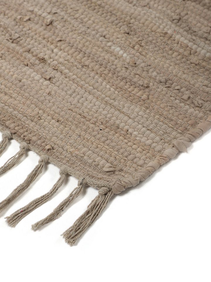 carpetfine Teppich Kelim Chindi uni, auch als Läufer, rechteckig, Höhe: 5 mm, Wendeteppich, reine Baumwolle, handgewebt, Uni-Farben, mit Fransen – Bild 5 von 5