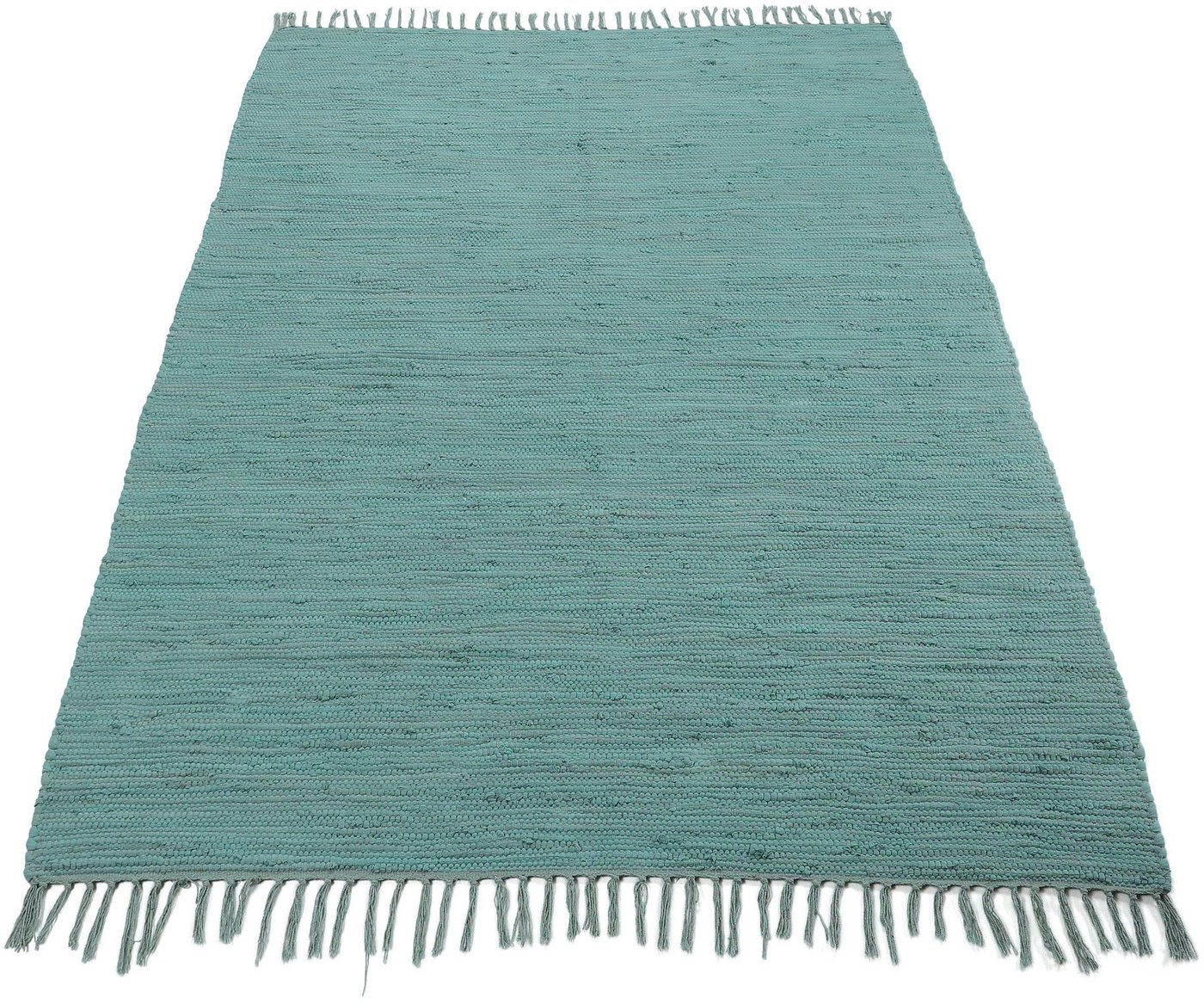 carpetfine Teppich Kelim Chindi uni, auch als Läufer, rechteckig, Höhe: 5 mm, Wendeteppich, reine Baumwolle, handgewebt, Uni-Farben, mit Fransen – Bild 2 von 5