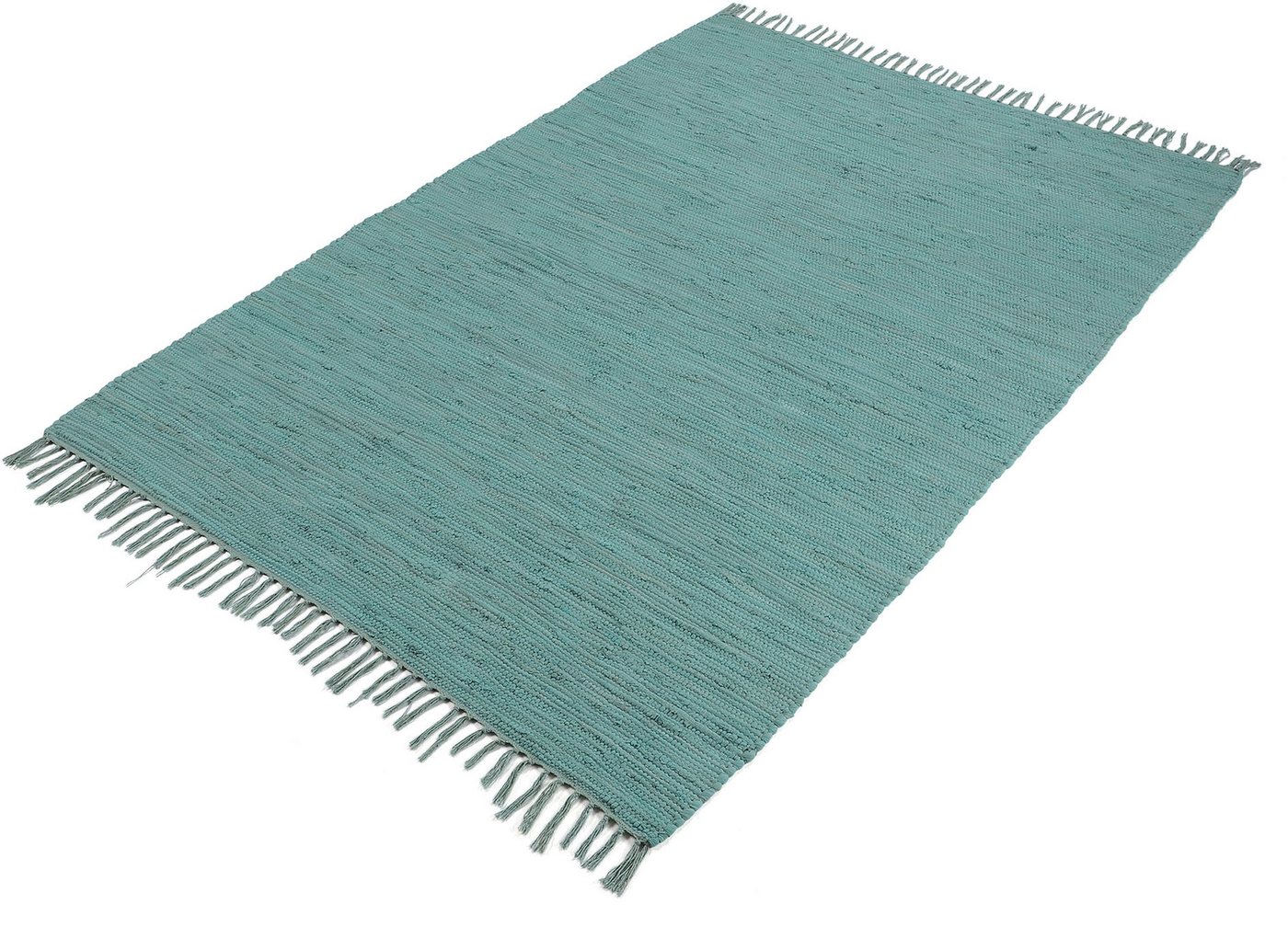 carpetfine Teppich Kelim Chindi uni, auch als Läufer, rechteckig, Höhe: 5 mm, Wendeteppich, reine Baumwolle, handgewebt, Uni-Farben, mit Fransen – Bild 3 von 5