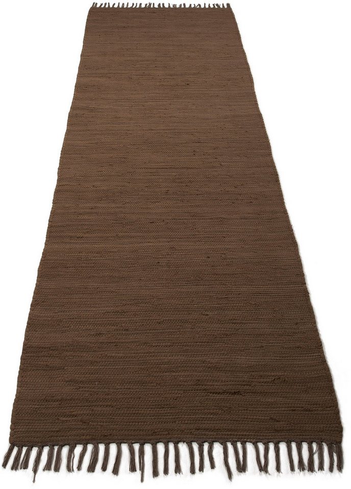 carpetfine Teppich Kelim Chindi uni, auch als Läufer, rechteckig, Höhe: 5 mm, Wendeteppich, reine Baumwolle, handgewebt, Uni-Farben, mit Fransen – Bild 2 von 5