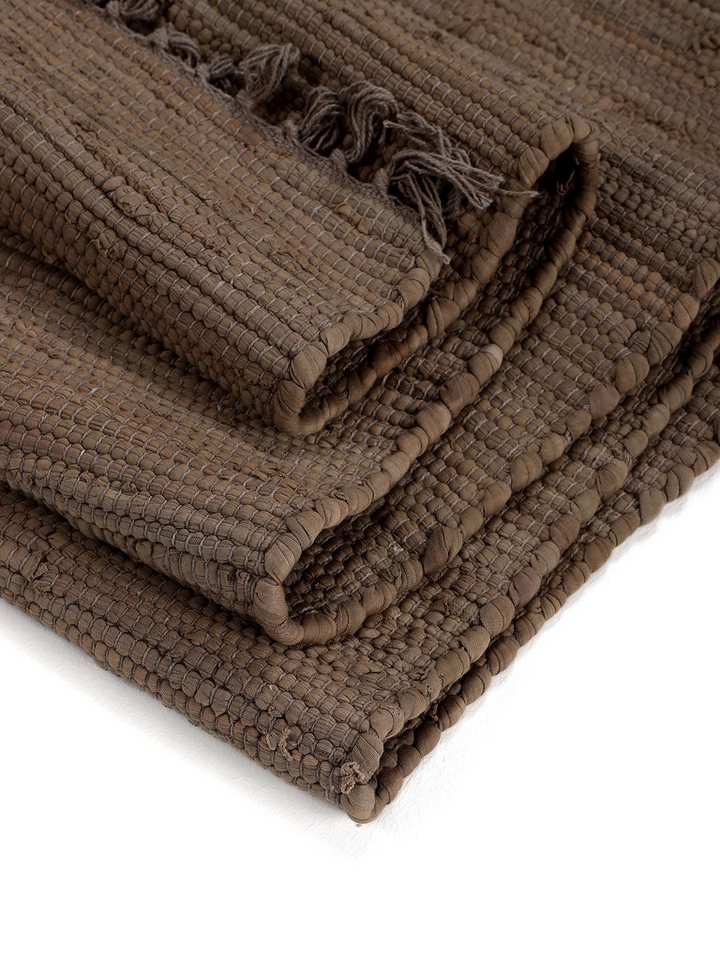 carpetfine Teppich Kelim Chindi uni, auch als Läufer, rechteckig, Höhe: 5 mm, Wendeteppich, reine Baumwolle, handgewebt, Uni-Farben, mit Fransen – Bild 5 von 5