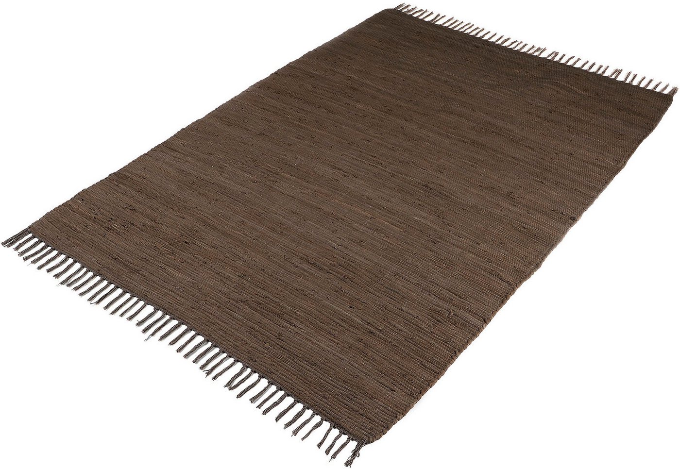 carpetfine Teppich Kelim Chindi uni, auch als Läufer, rechteckig, Höhe: 5 mm, Wendeteppich, reine Baumwolle, handgewebt, Uni-Farben, mit Fransen – Bild 3 von 5