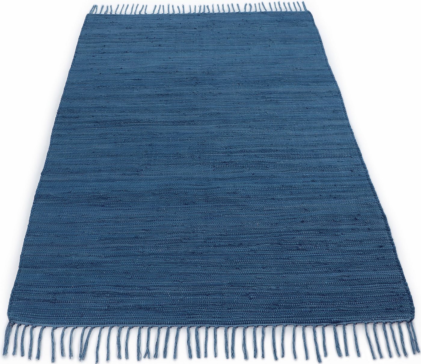 carpetfine Teppich Kelim Chindi uni, auch als Läufer, rechteckig, Höhe: 5 mm, Wendeteppich, reine Baumwolle, handgewebt, Uni-Farben, mit Fransen – Bild 2 von 5