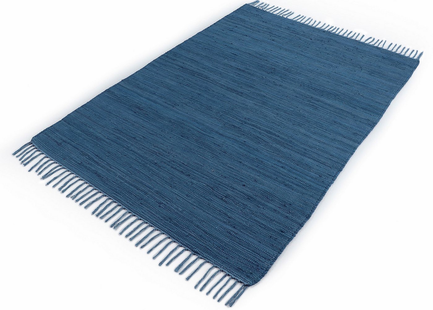carpetfine Teppich Kelim Chindi uni, auch als Läufer, rechteckig, Höhe: 5 mm, Wendeteppich, reine Baumwolle, handgewebt, Uni-Farben, mit Fransen – Bild 3 von 5