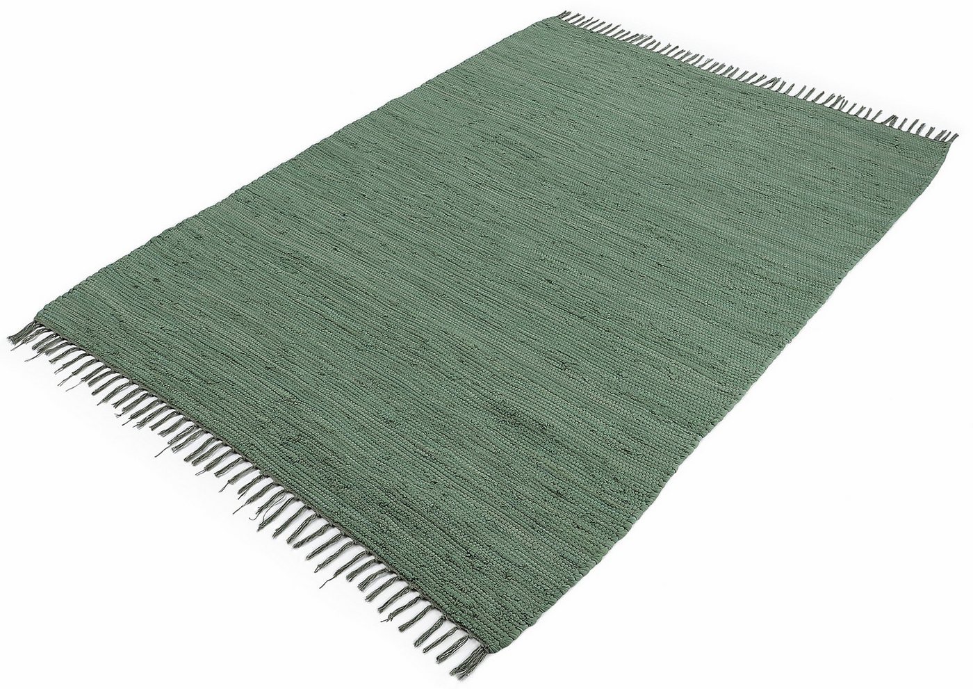 carpetfine Teppich Kelim Chindi uni, auch als Läufer, rechteckig, Höhe: 5 mm, Wendeteppich, reine Baumwolle, handgewebt, Uni-Farben, mit Fransen – Bild 3 von 5