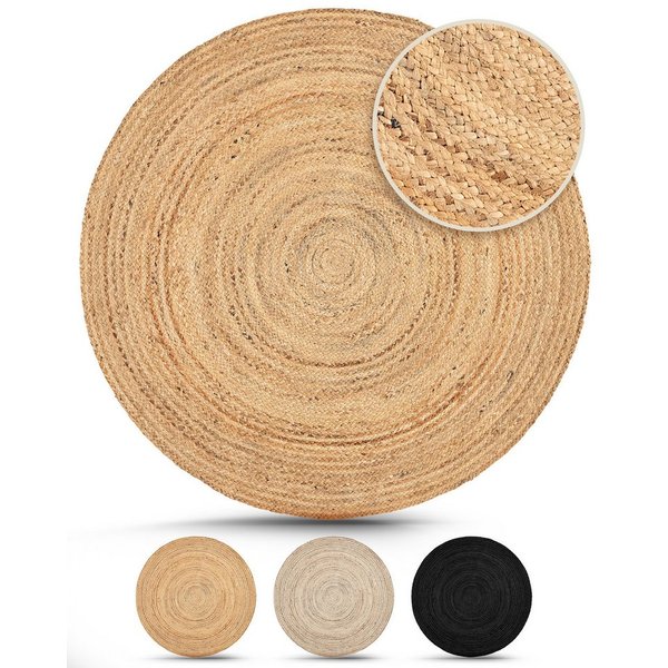 carpetfine Teppich Nele Juteteppich Naturfaser, rund, Höhe: 6 mm, geflochtener Wendeteppich aus 100% Jute, quadratisch und als Läufer