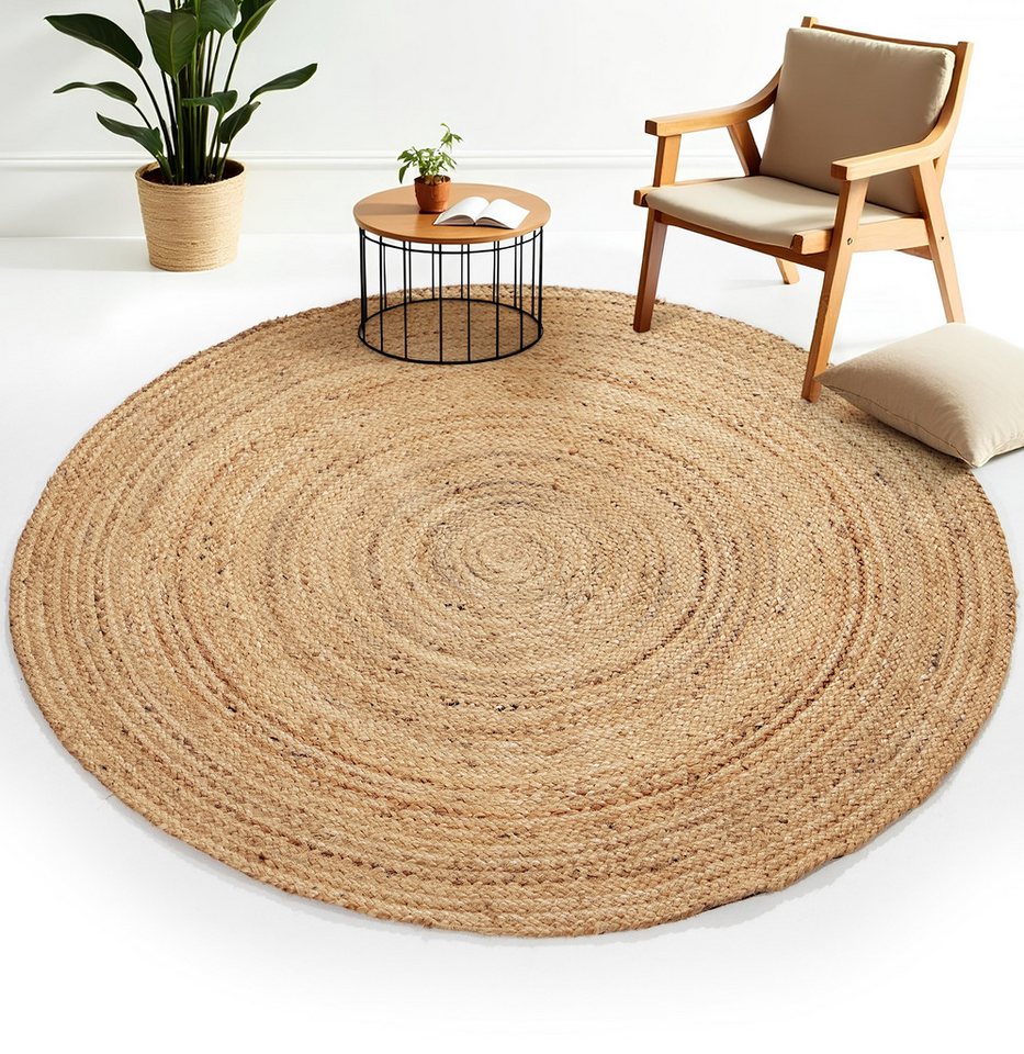 carpetfine Teppich Nele Juteteppich Naturfaser, rund, Höhe: 6 mm, geflochtener Wendeteppich aus 100% Jute, quadratisch und als Läufer – Bild 2 von 5