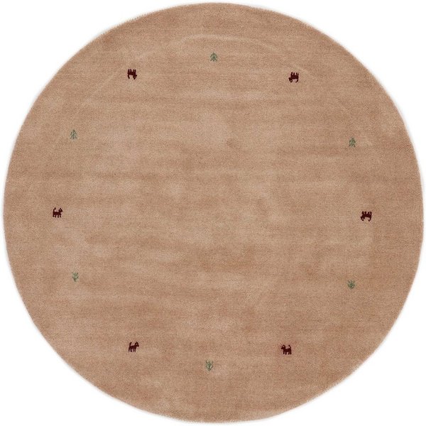 carpetfine Wollteppich Gabbeh Uni, auch als Läufer und Rund erhältlich, rund, Höhe: 15 mm, reine Wolle, handgewebt, Gabbeh Loom Tiermotiv, große Farbauswahl