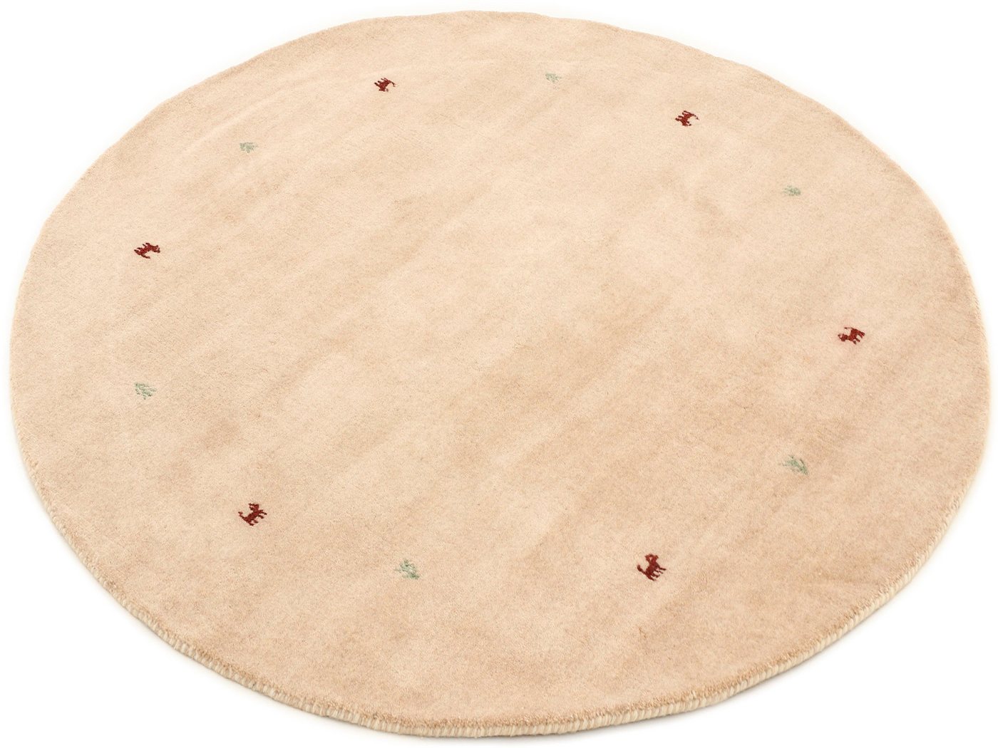 carpetfine Wollteppich Gabbeh Uni, auch als Läufer und Rund erhältlich, rund, Höhe: 15 mm, reine Wolle, handgewebt, Gabbeh Loom Tiermotiv, große Farbauswahl – Bild 2 von 5