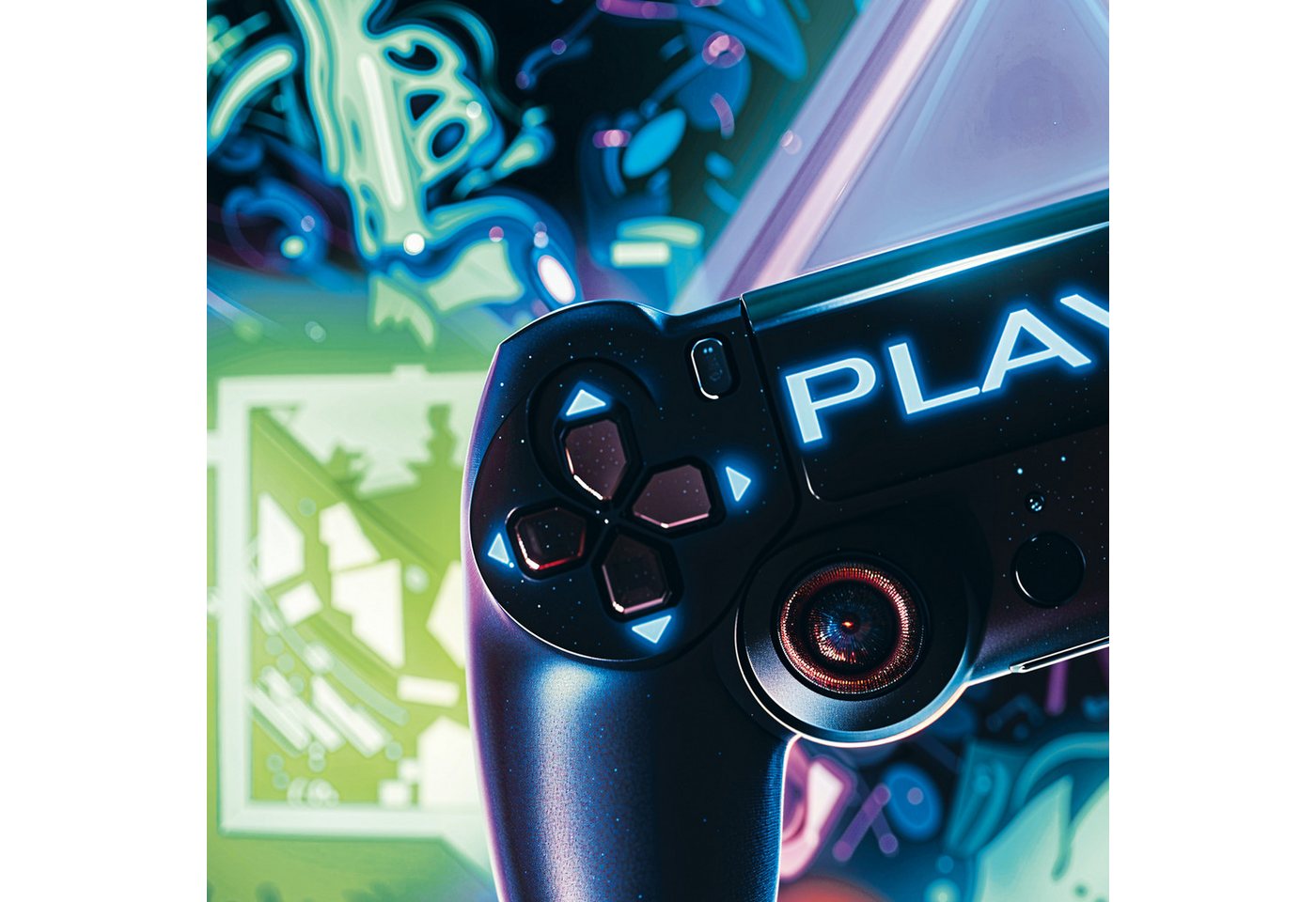 Carpetia Designteppich Gaming Teppich, rechteckig, Höhe: 5 mm, mit grafischen Gaming-Motiven in Neon-Optik – Bild 5 von 5