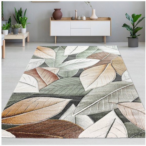 Carpetia Designteppich Modernes Musterdesign, rechteckig, Höhe: 10 mm, pflegeleicht, strapazierfähig, handgearbeiteter Konturenschnitt