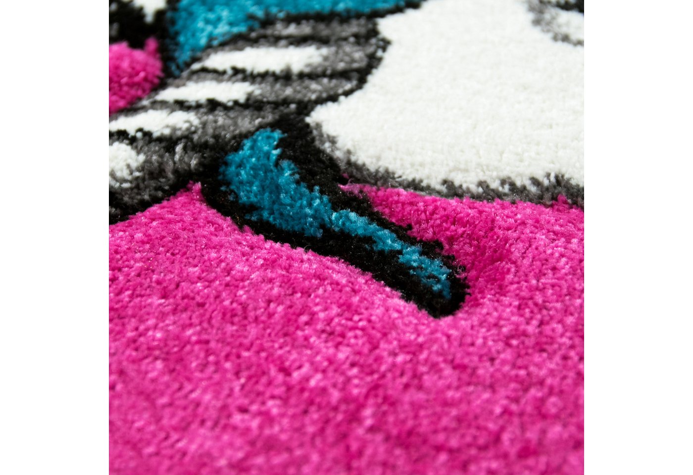 Carpetia Kinderteppich Verspieltes 3D-Motivdesign, rechteckig, Höhe: 13 mm, pflegeleicht, strapazierfähig, handgearbeiteter Konturenschnitt – Bild 2 von 5