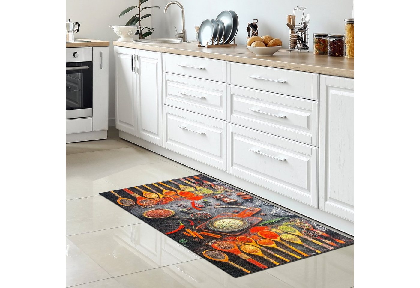 Carpetia Küchenläufer Küchenteppich Modern, rechteckig, Höhe: 5 mm, rutschhemmender Rücken, pflegeleicht, robust – Bild 2 von 5