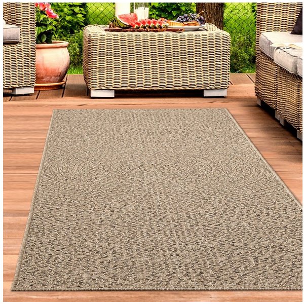 Carpetia Outdoorteppich Moderner Sisal-Look, rechteckig, Höhe: 5 mm, Flachgewebe - robust und wetterfest, für Innen- und Außenbereiche