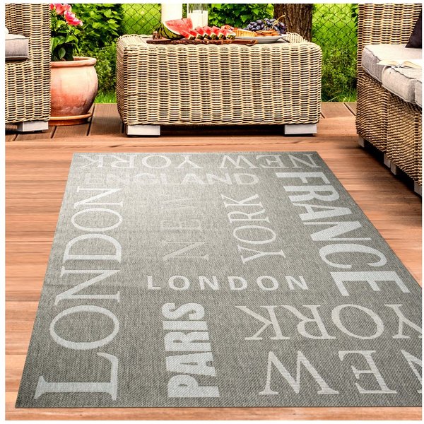 Carpetia Outdoorteppich Modernes Flachgewebe, rechteckig, Höhe: 5 mm, pflegeleicht, wetterbeständig, für Innen- und Außenbereich geeignet
