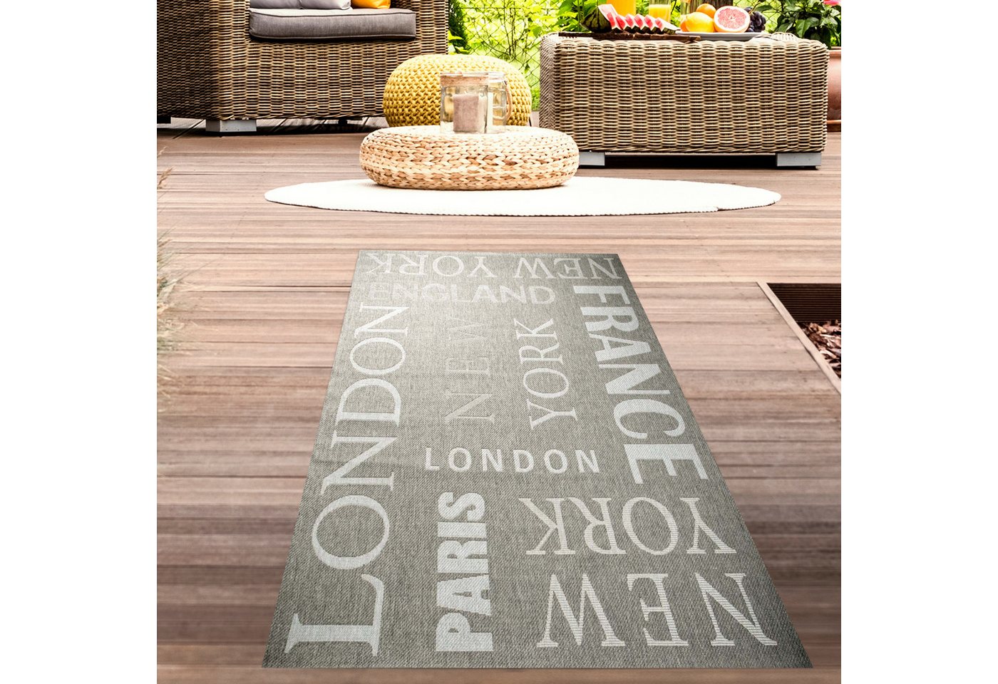 Carpetia Outdoorteppich Modernes Flachgewebe, rechteckig, Höhe: 5 mm, pflegeleicht, wetterbeständig, für Innen- und Außenbereich geeignet – Bild 2 von 3