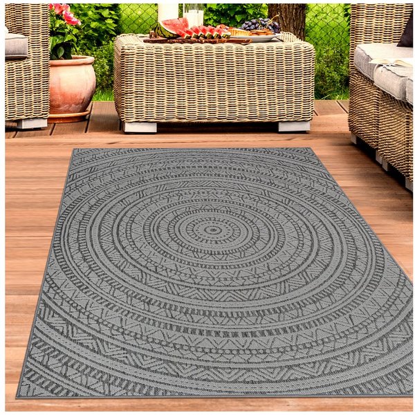 Carpetia Outdoorteppich Modernes Flachgewebe, rechteckig, Höhe: 5 mm, pflegeleicht, wetterbeständig, für Innen- und Außenbereich geeignet