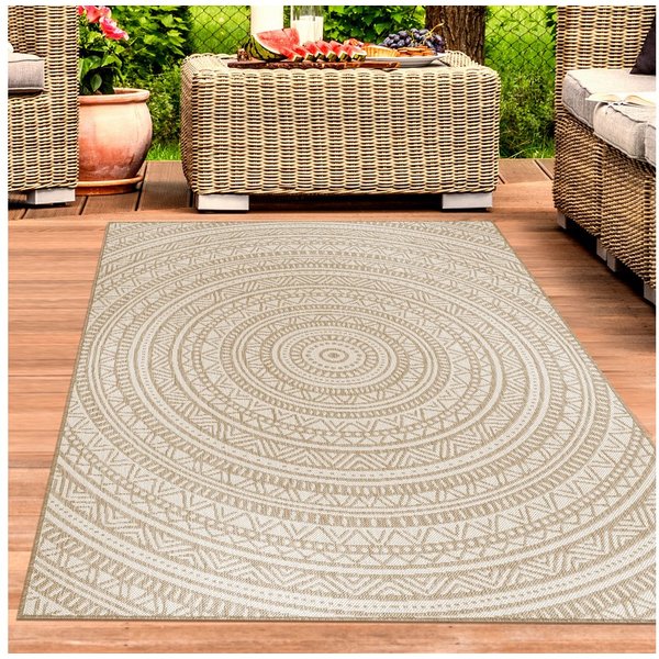 Carpetia Outdoorteppich Modernes Flachgewebe, rechteckig, Höhe: 5 mm, pflegeleicht, wetterbeständig, für Innen- und Außenbereich geeignet
